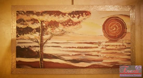 Quadro artigianale soggetto tramonto